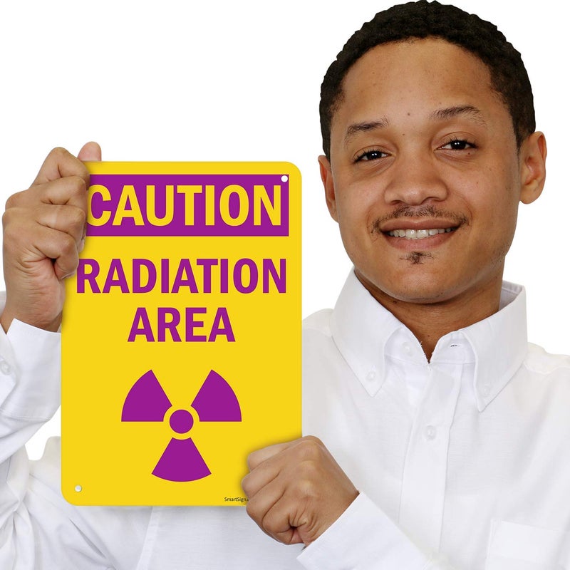 SmartSign 10 x 7 inch â€œCaution - Radiation Areaâ€ OSHA Sign with Symbol, Digitally Printed, 55 mil HDPE Plastic, Purple and Yellow - Image 2